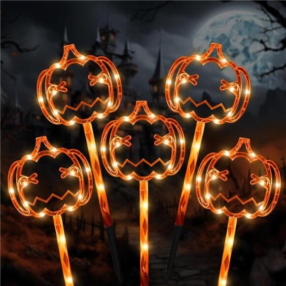 5 Pack Halloween Pathway Lights, Jack-o-Lantern - Picture 1 of 7